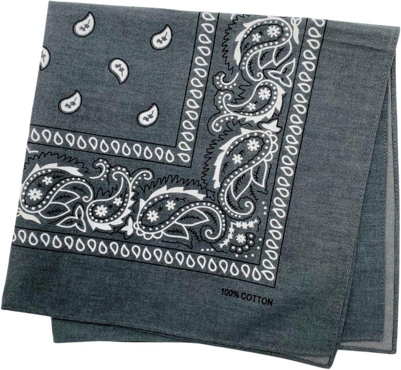 MD Style 100% Cotton Bandana for Men & Women 22" x 22" Paisley Pattern Handkerchief Headband Scarf - Image 2